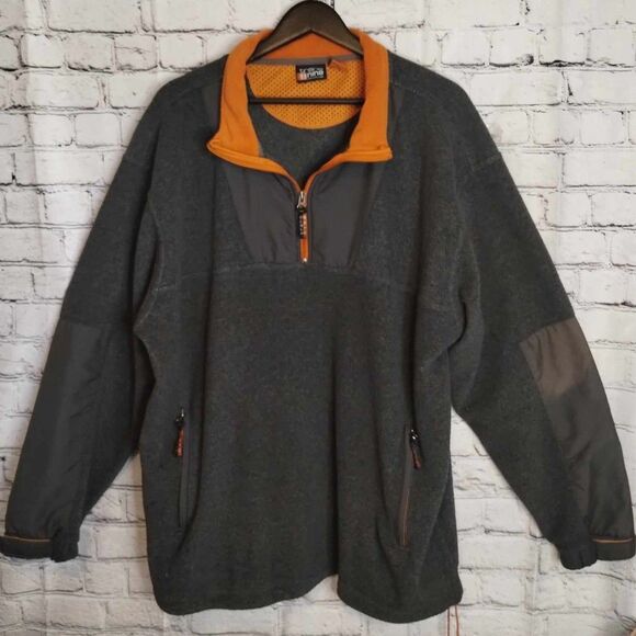 Transnine (Pacsun) Men's Fleece Half Zip Grey and Orange Jacket XL - Picture 1 of 7